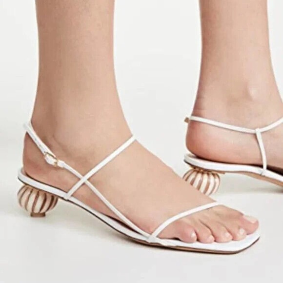 JACQUEMUS women 40 9 Les Sandales white minimal decorative ball heel sandal